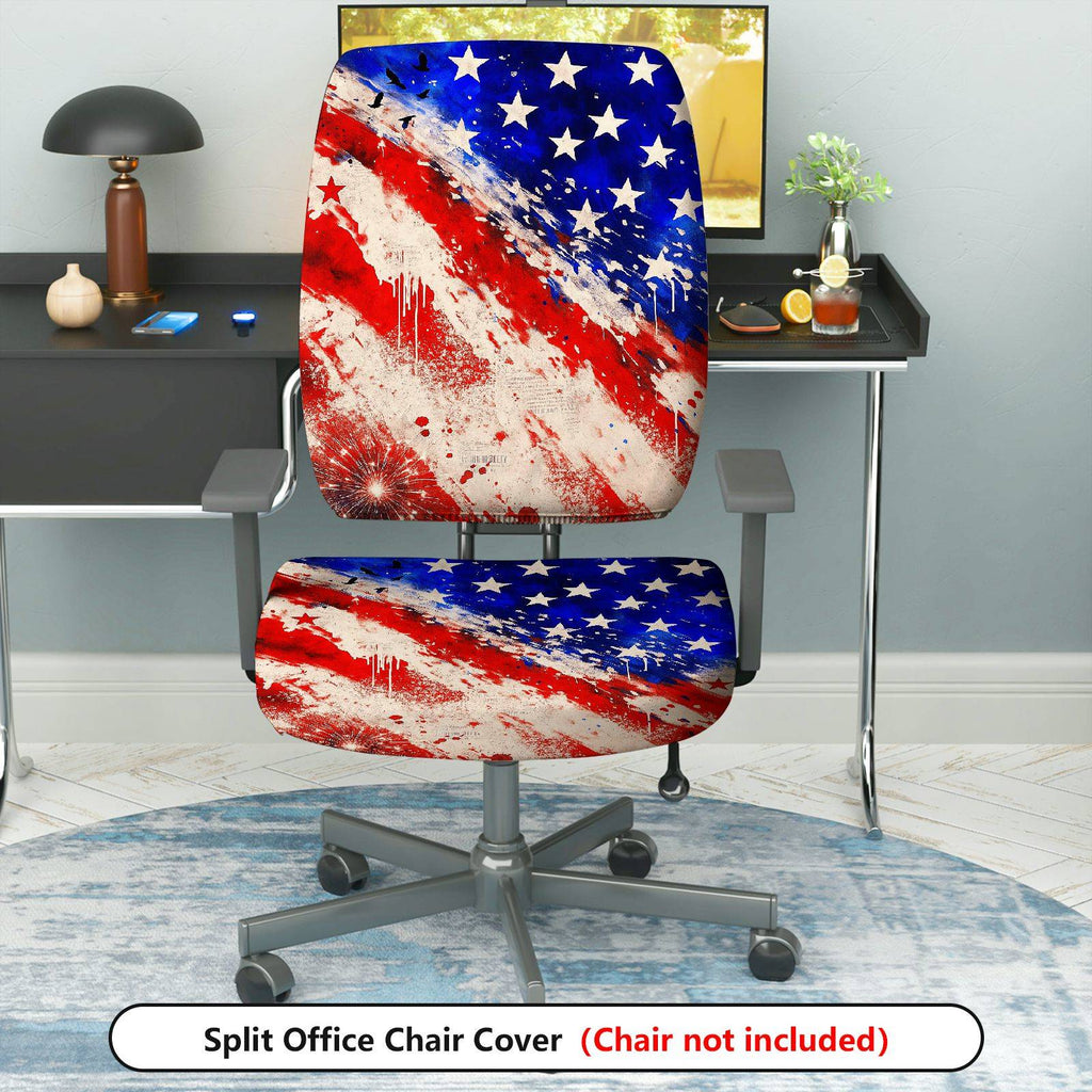 2-Piece American flag patriotic stars stripes abstract  Computer Chair Cover Set, Seat and Backrest
