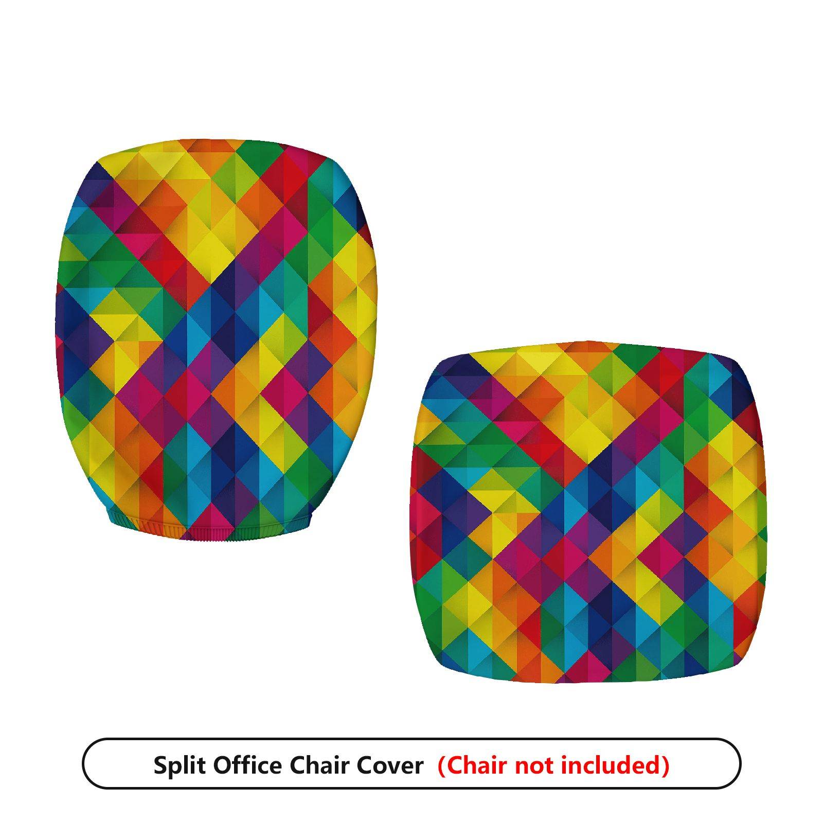 2-Piece Colorful Geometric Pattern Modern Multi-Color Decorative  Computer Chair Cover Set, Seat and Backrest