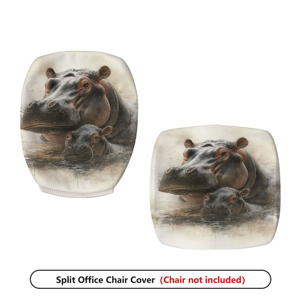 2-Piece Animal Hippo Print Decorative Stylish Creative Unique  Computer Chair Cover Set, Seat and Backrest