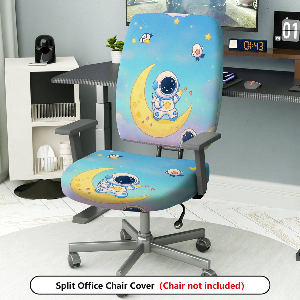 2-Piece Astronaut Moon Star Sky Space  Computer Chair Cover Set, Seat and Backrest