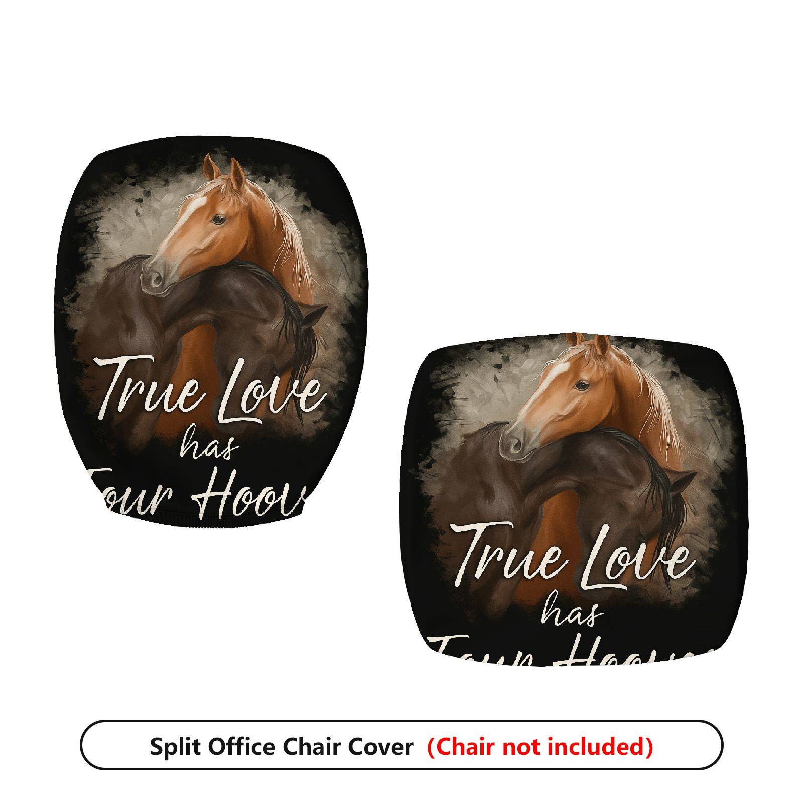 2-Piece Animal Horse Love Nature Decor  Computer Chair Cover Set, Seat and Backrest