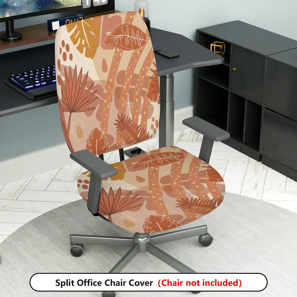 2-Piece Abstract Leaves Nature Art Pattern  Computer Chair Cover Set, Seat and Backrest