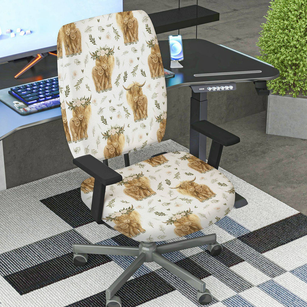 2-Piece Animal Nature Leaf Pattern Rustic Farmhouse Bohemian  Computer Chair Cover Set, Seat and Backrest