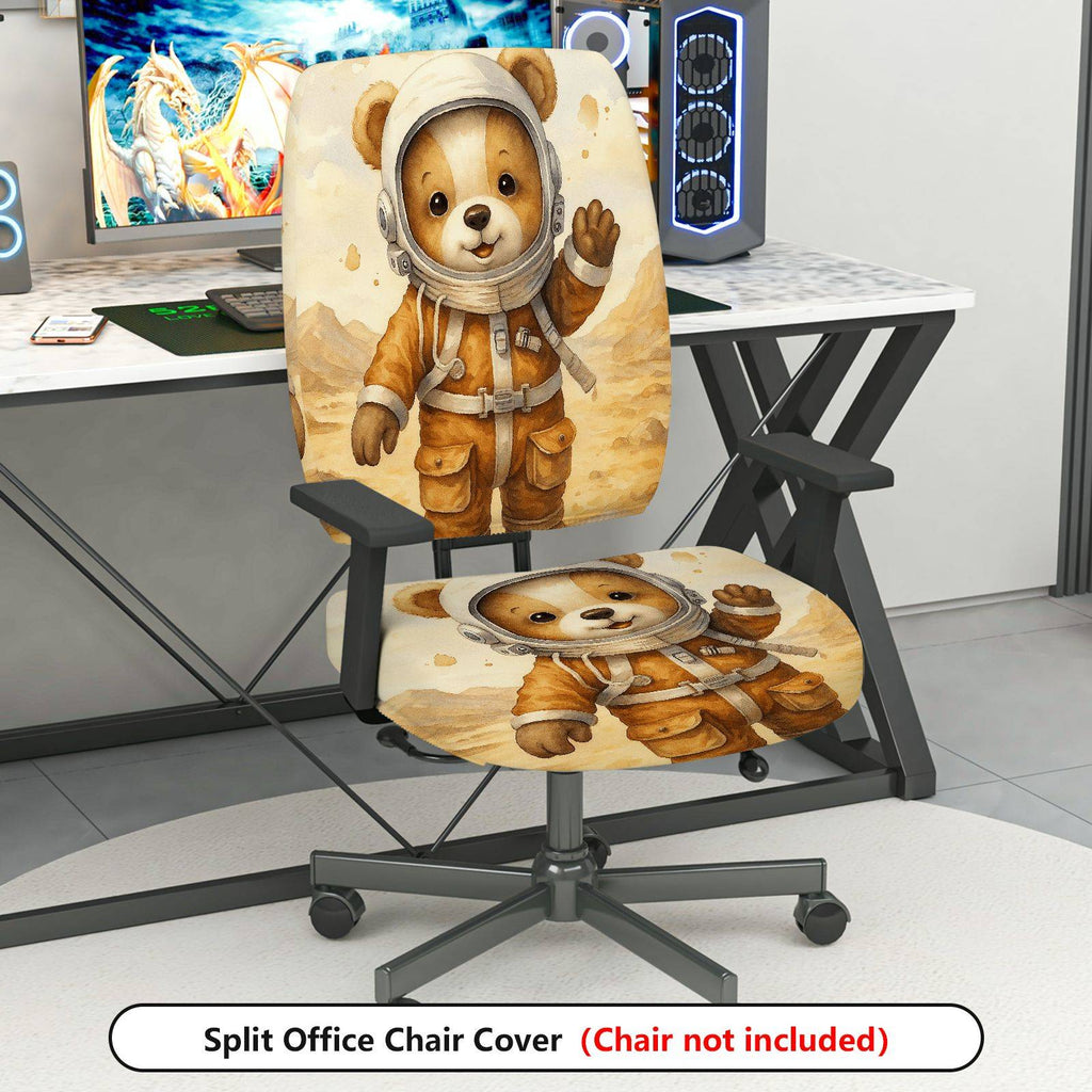2-Piece astronaut bear adventure space novelty  Computer Chair Cover Set, Seat and Backrest