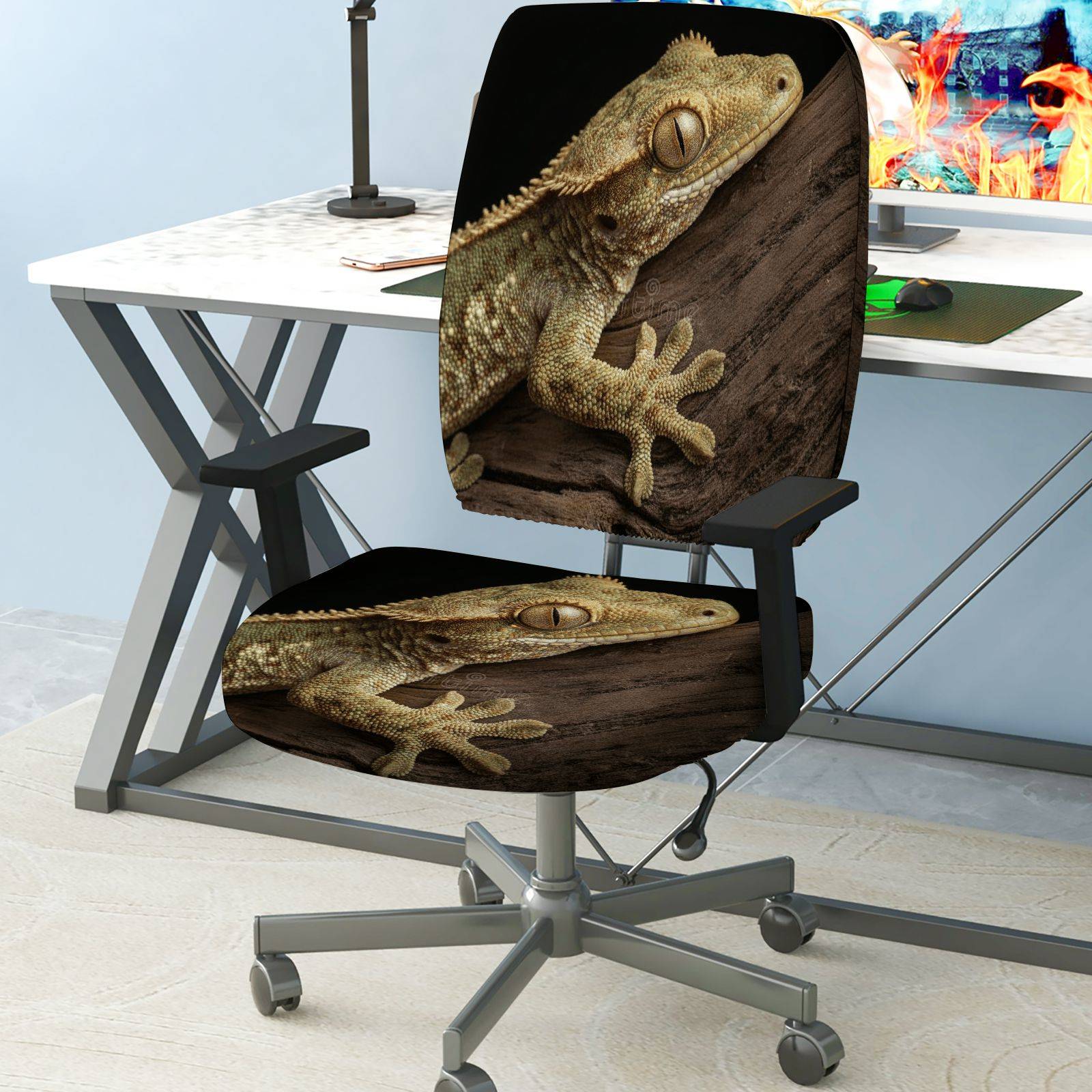 2-Piece Animal Nature Pattern Decorative  Computer Chair Cover Set, Seat and Backrest