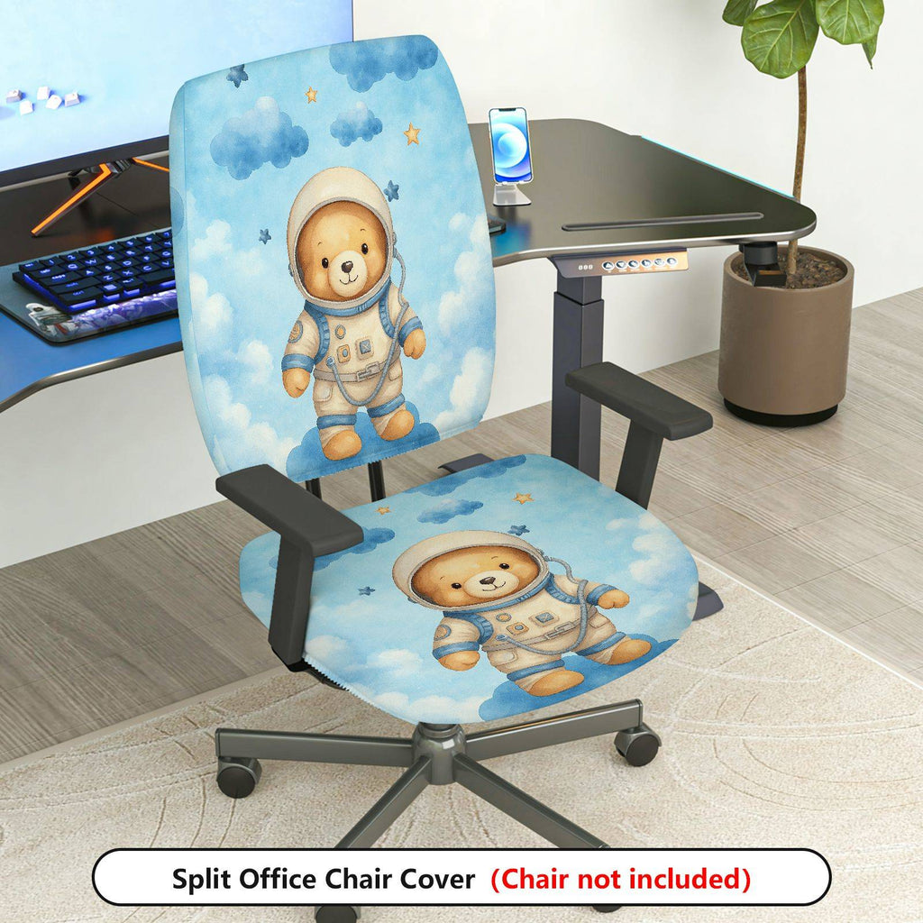 2-Piece Astronaut Bear Cloud Star Sky  Computer Chair Cover Set, Seat and Backrest