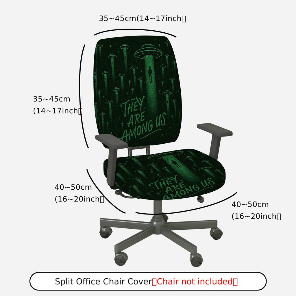 2-Piece Alien Sci-Fi Space Fantasy Halloween  Computer Chair Cover Set, Seat and Backrest