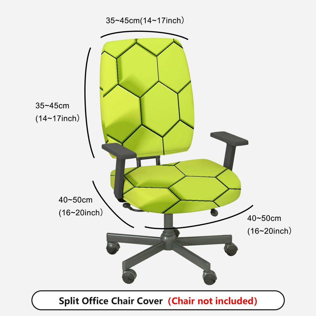 2-Piece Geometric Hexagon Pattern Green Modern Stylish  Computer Chair Cover Set, Seat and Backrest