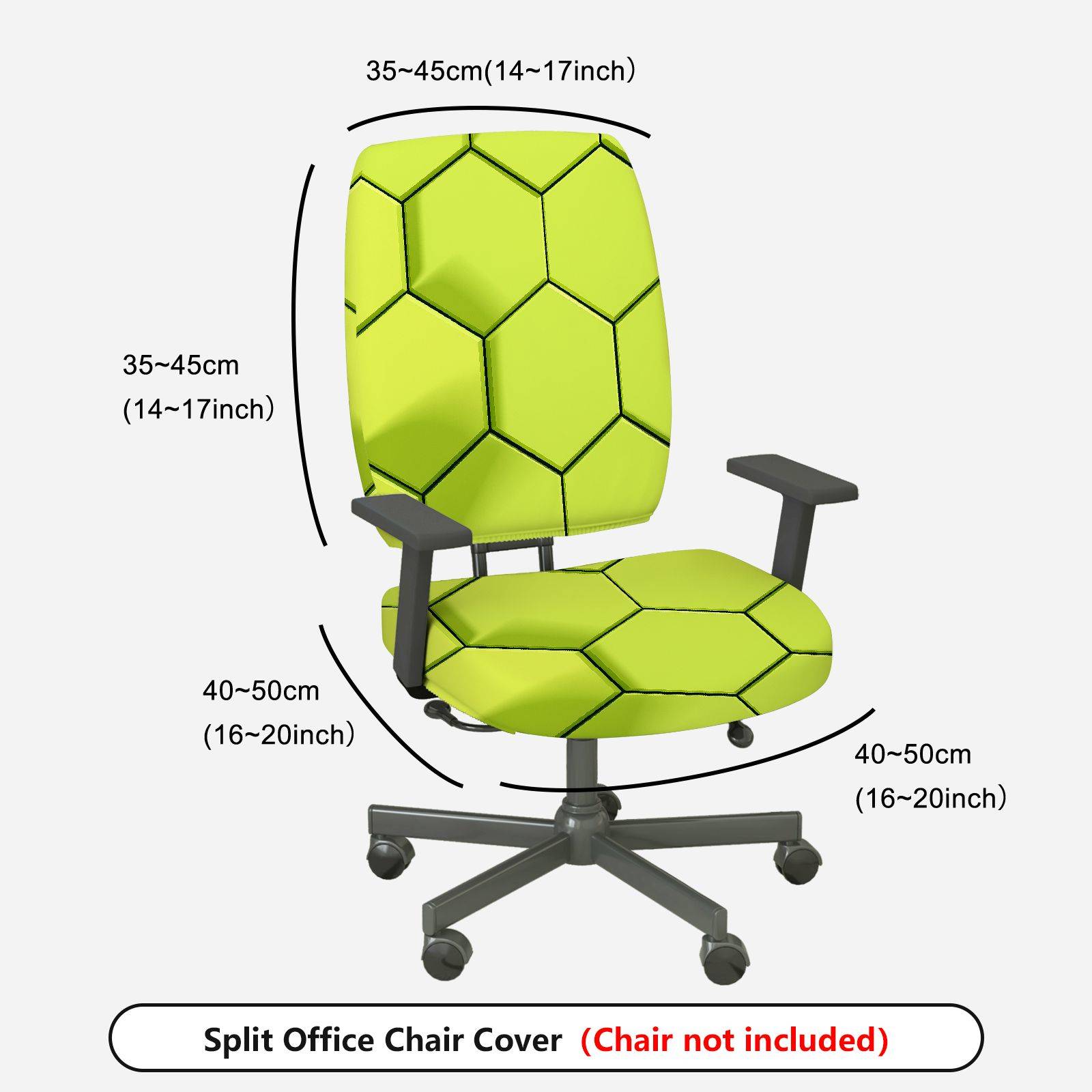 2-Piece Geometric Hexagon Pattern Green Modern Stylish  Computer Chair Cover Set, Seat and Backrest