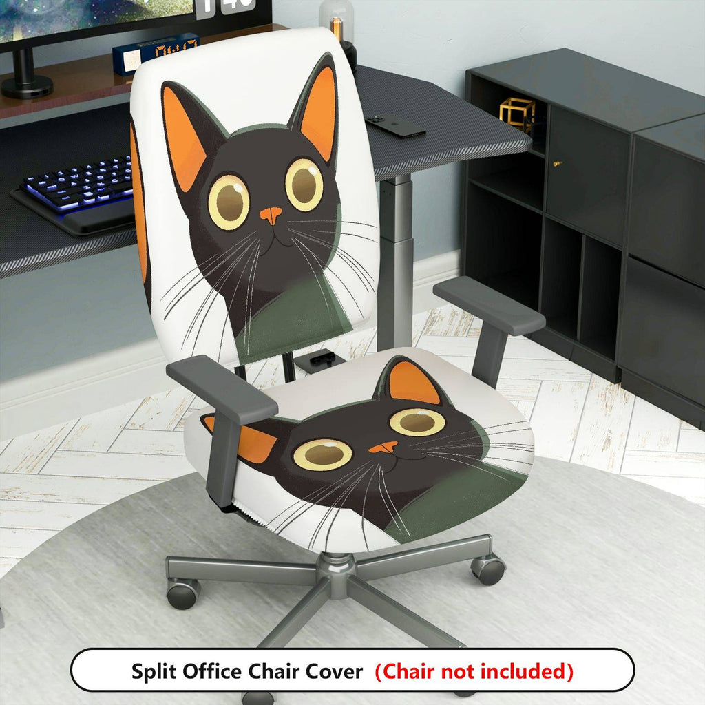 2-Piece Animal Cat Cute Fun  Computer Chair Cover Set, Seat and Backrest