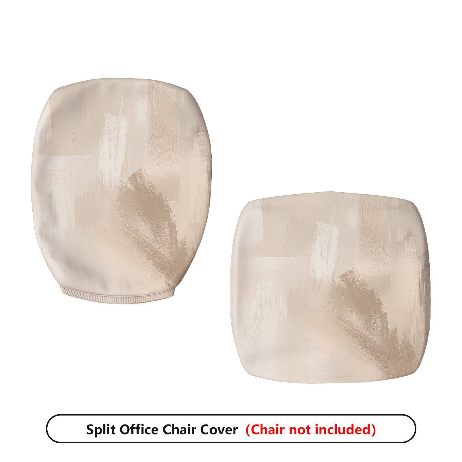 2-Piece Abstract Modern Neutral Beige Swirl  Computer Chair Cover Set, Seat and Backrest