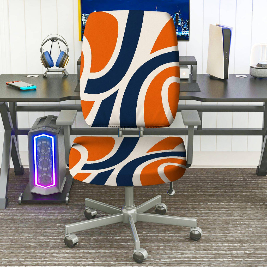 2-Piece Abstract Geometric Modern Stylish Vibrant  Computer Chair Cover Set, Seat and Backrest