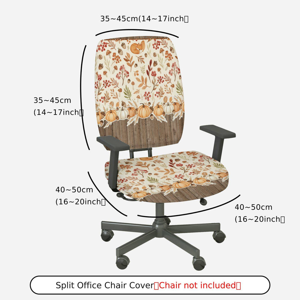 2-Piece Autumn Pumpkin Floral Pattern Thanksgiving  Computer Chair Cover Set, Seat and Backrest