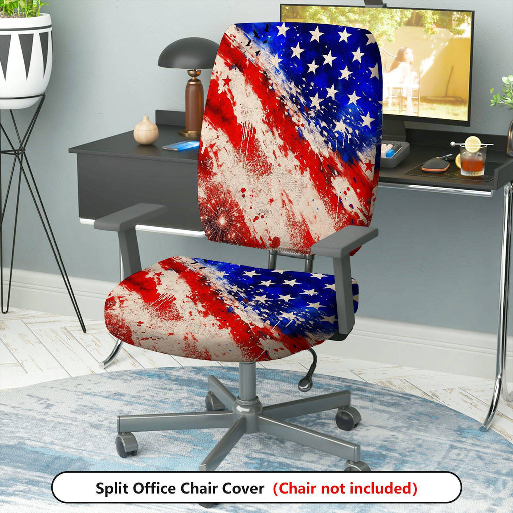 2-Piece American flag patriotic stars stripes abstract  Computer Chair Cover Set, Seat and Backrest