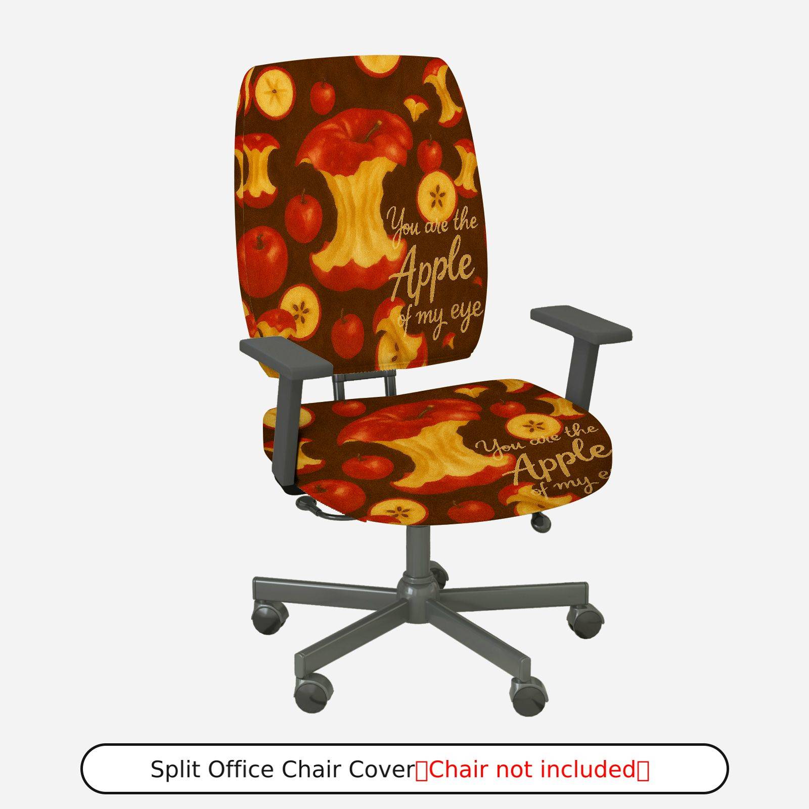 2-Piece Apple Fruit Print Inspirational Quote Red  Computer Chair Cover Set, Seat and Backrest