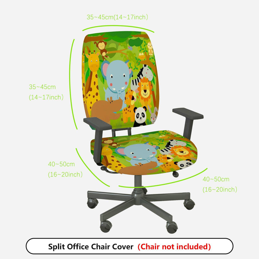 2-Piece Jungle Safari Animal Zoo  Computer Chair Cover Set, Seat and Backrest