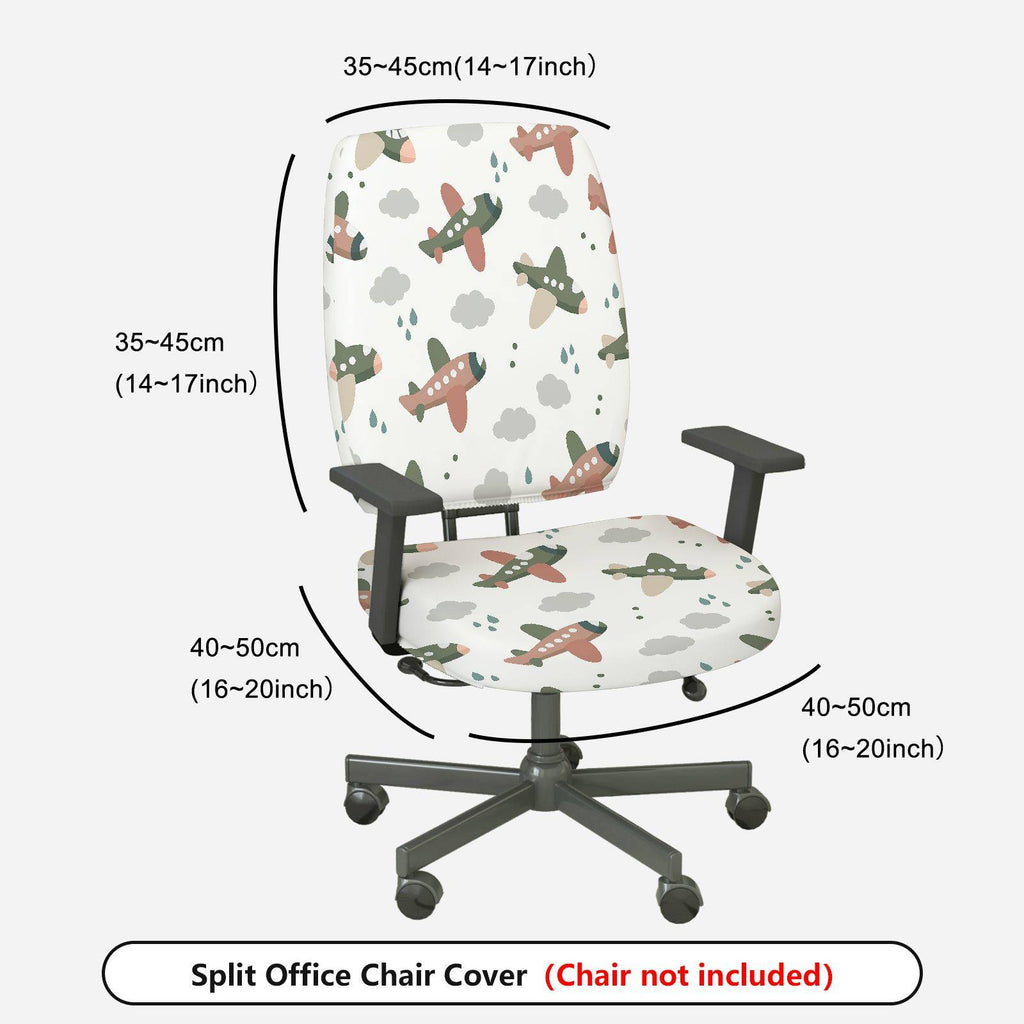 2-Piece Airplane Cloud Rain Sky Fun  Computer Chair Cover Set, Seat and Backrest