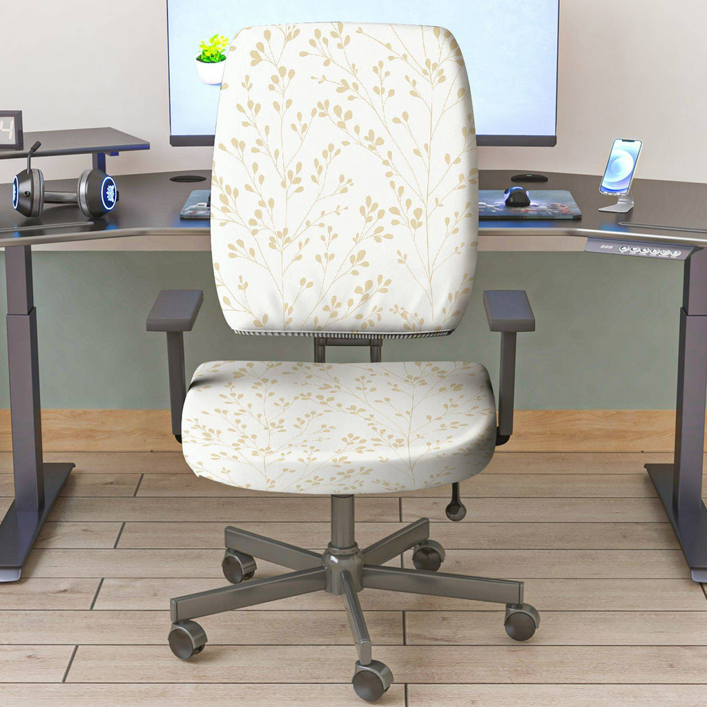 2-Piece Floral Geometric  Computer Chair Cover Set, Seat and Backrest