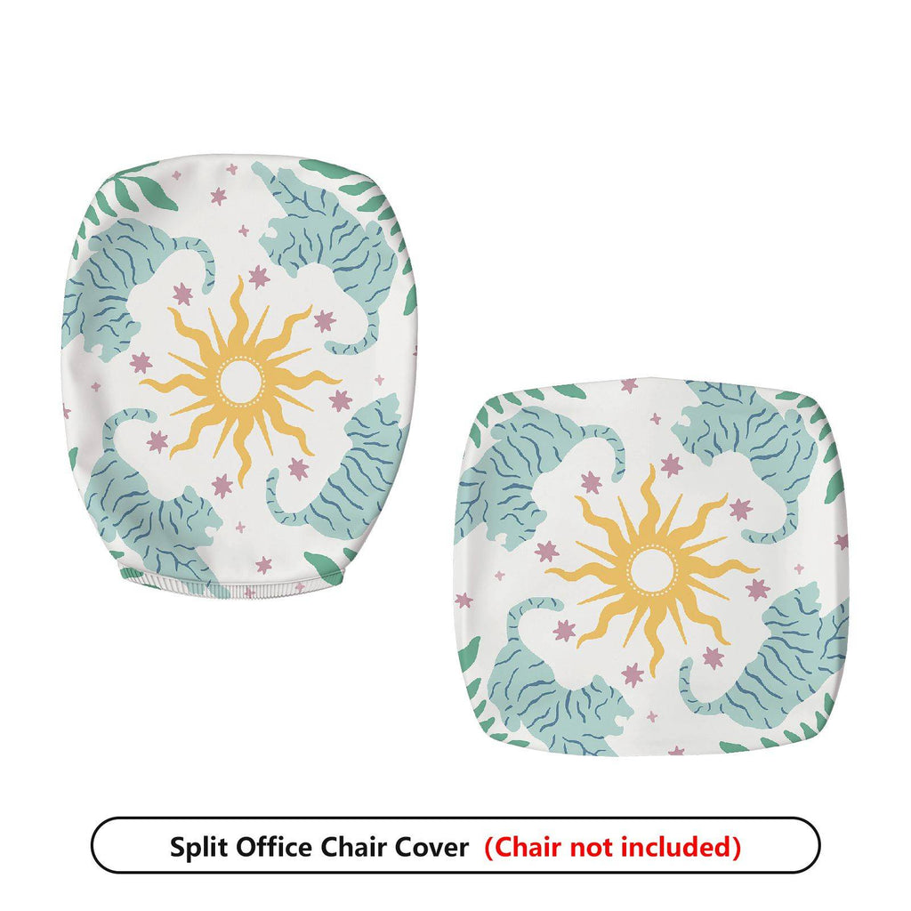 2-Piece Animal Sun Tiger Star Pattern  Computer Chair Cover Set, Seat and Backrest