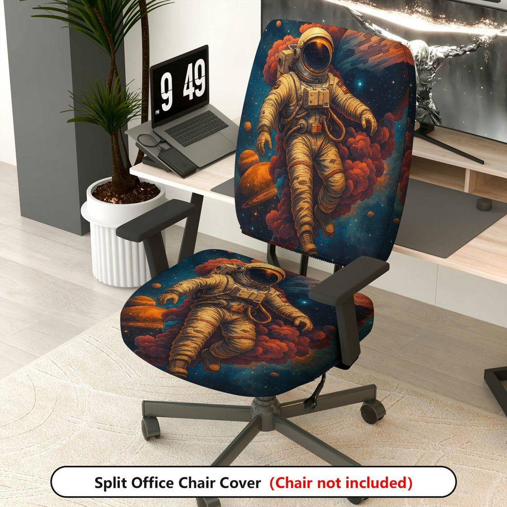 2-Piece Astronaut Galaxy Space Adventure Cosmic  Computer Chair Cover Set, Seat and Backrest