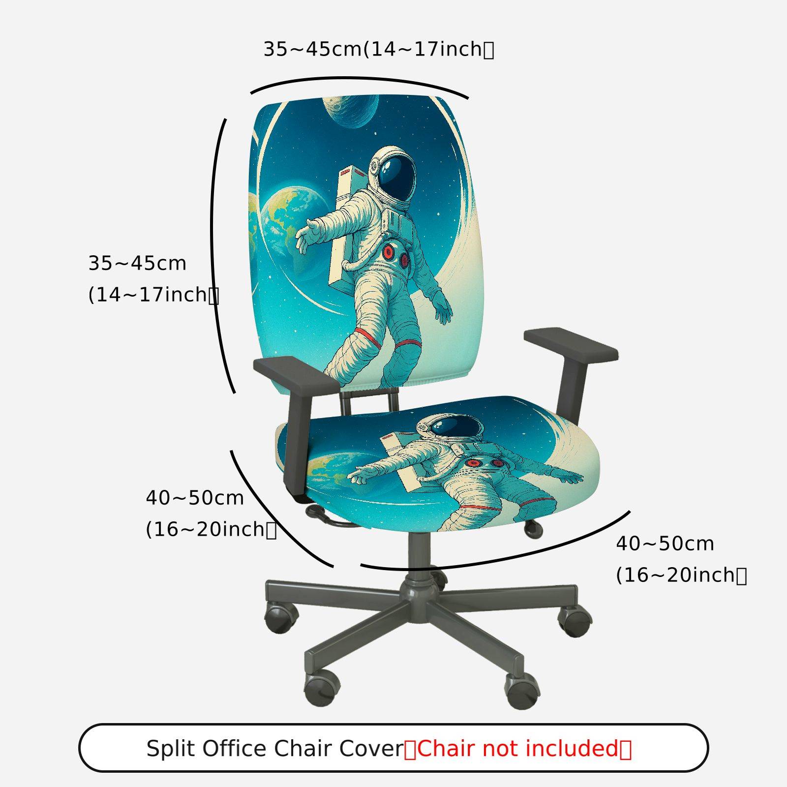 2-Piece Astronaut Space Galaxy Stars Planet  Computer Chair Cover Set, Seat and Backrest
