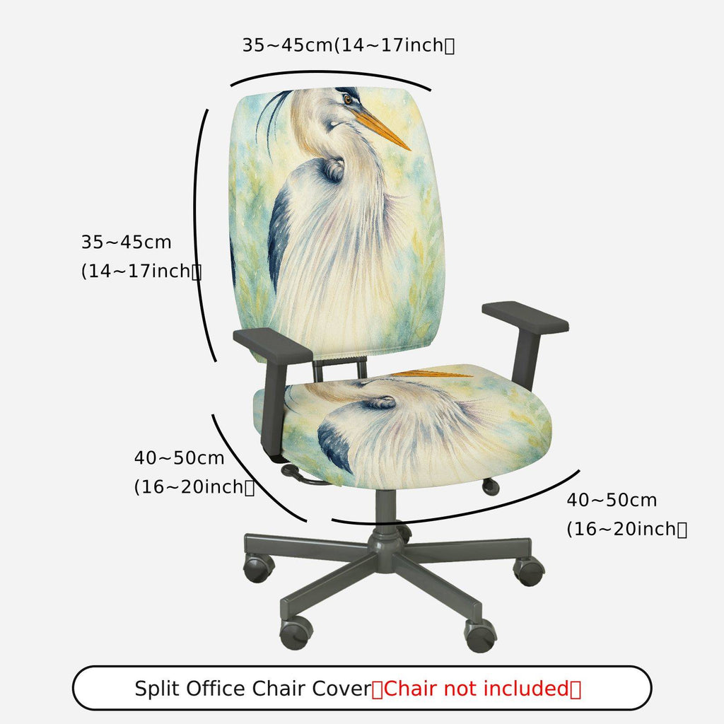 2-Piece Animal Bird Art Elegant Nature  Computer Chair Cover Set, Seat and Backrest