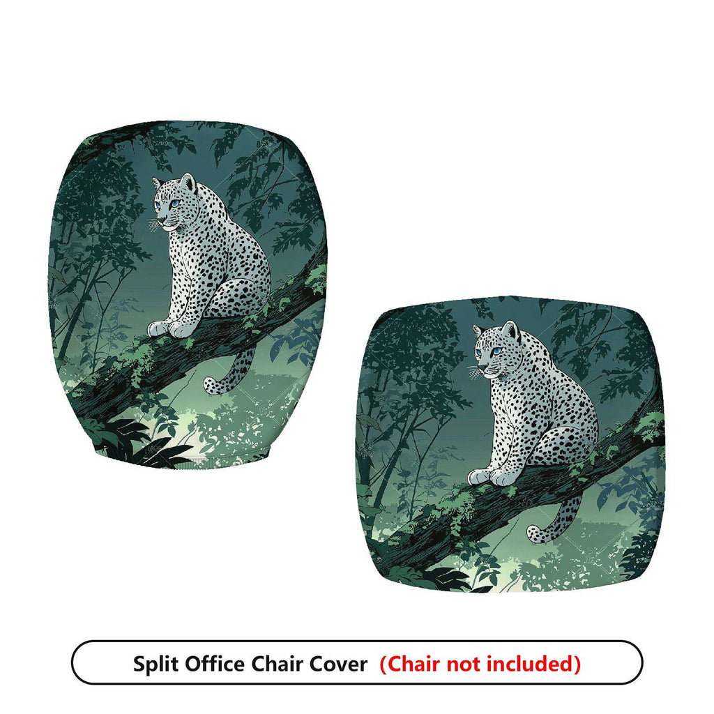 2-Piece Forest Animal Leopard Scenic Decorative  Computer Chair Cover Set, Seat and Backrest