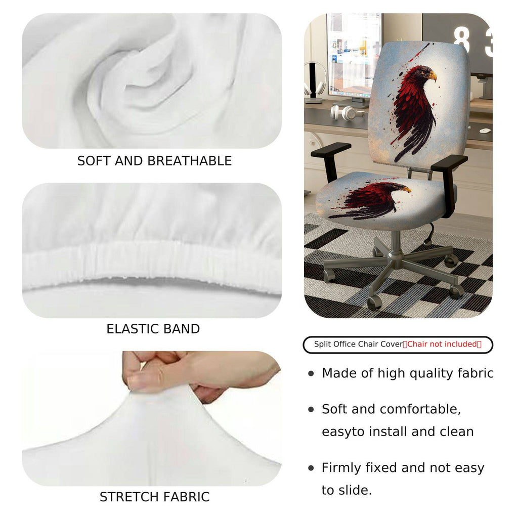 2-Piece American Eagle Art Splatter Style Pattern  Computer Chair Cover Set, Seat and Backrest