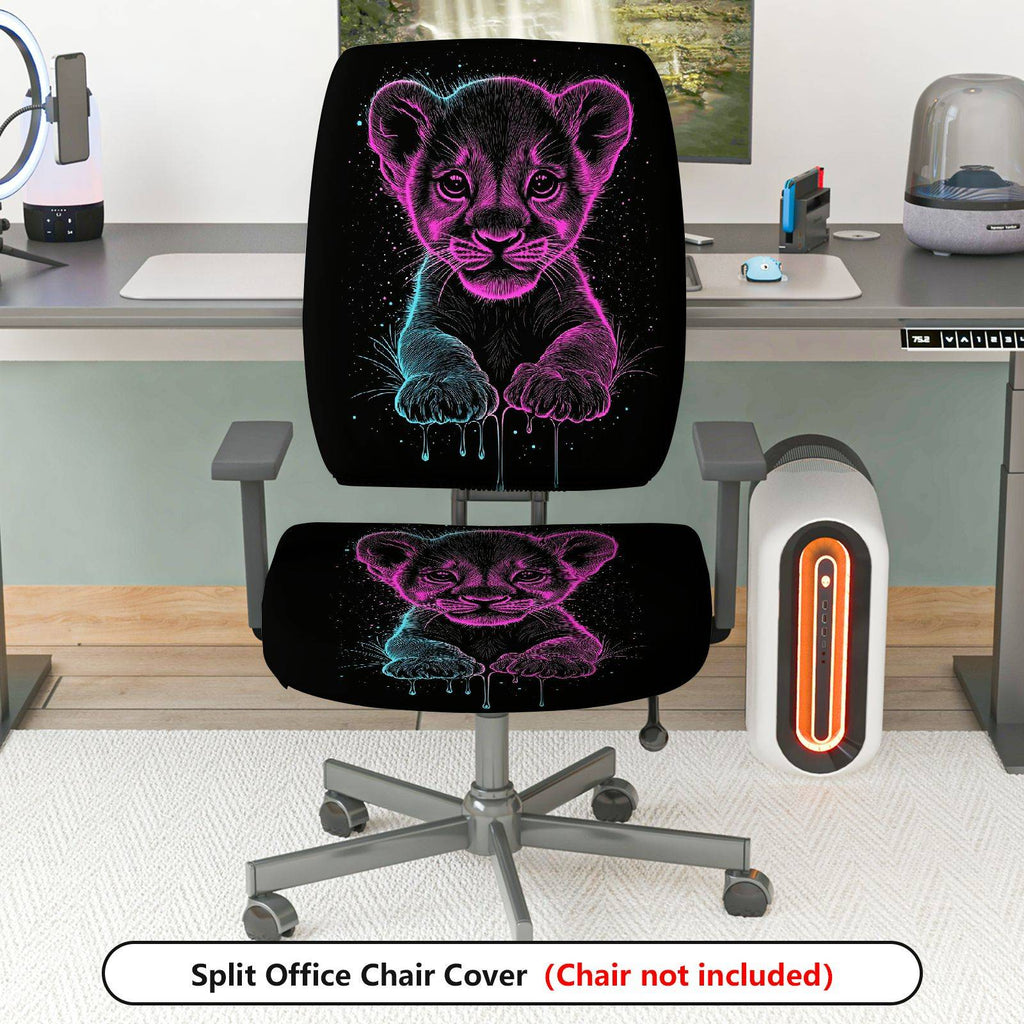2-Piece animal paw print galaxy style  Computer Chair Cover Set, Seat and Backrest