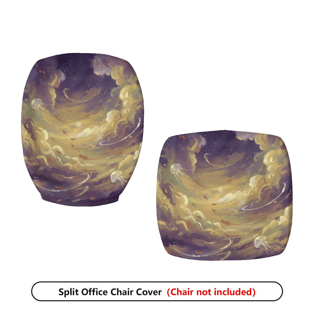 2-Piece Abstract Galaxy Jellyfish Cosmic Artistic  Computer Chair Cover Set, Seat and Backrest