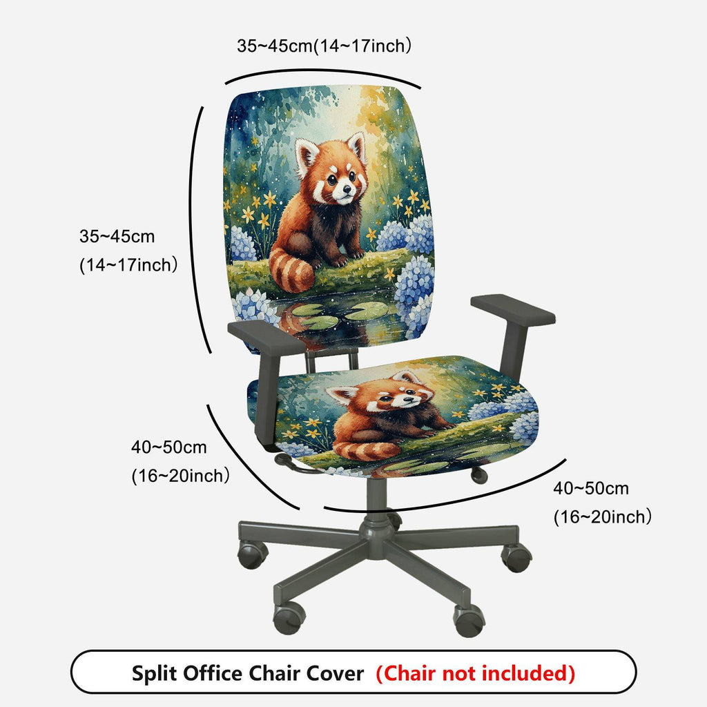 2-Piece Red Panda Nature Forest Animal  Computer Chair Cover Set, Seat and Backrest