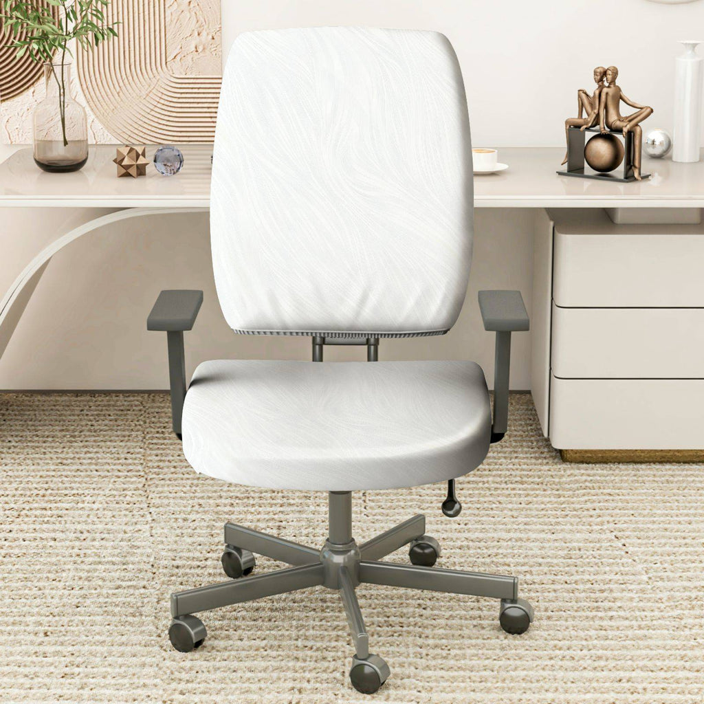 2-Piece Modern Minimalist Stylish White Elegant  Computer Chair Cover Set, Seat and Backrest