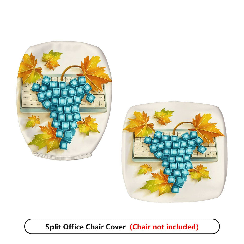 2-Piece Autumn Leaves Keyboard Pattern  Computer Chair Cover Set, Seat and Backrest