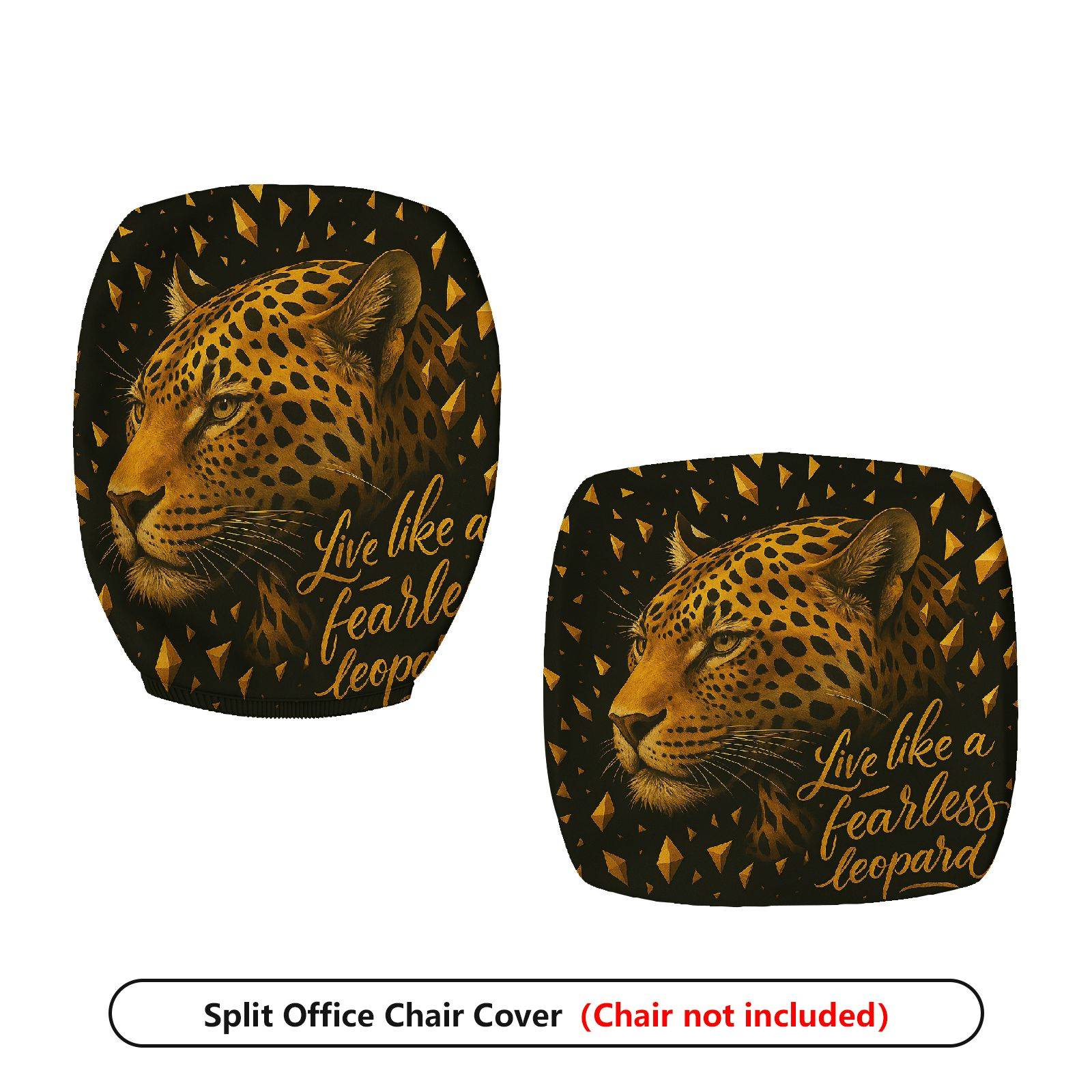 2-Piece Animal Jungle Wild Leopard Fearless Inspirational  Computer Chair Cover Set, Seat and Backrest