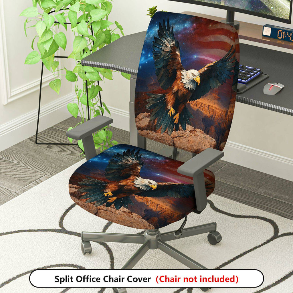 2-Piece American Eagle Patriotic Vintage Wilderness Nature  Computer Chair Cover Set, Seat and Backrest