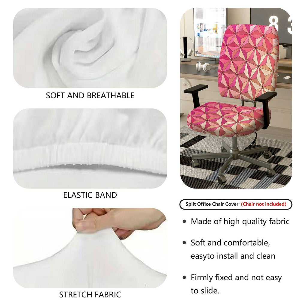 2-Piece Geometric Pink Pattern Modern Stylish  Computer Chair Cover Set, Seat and Backrest