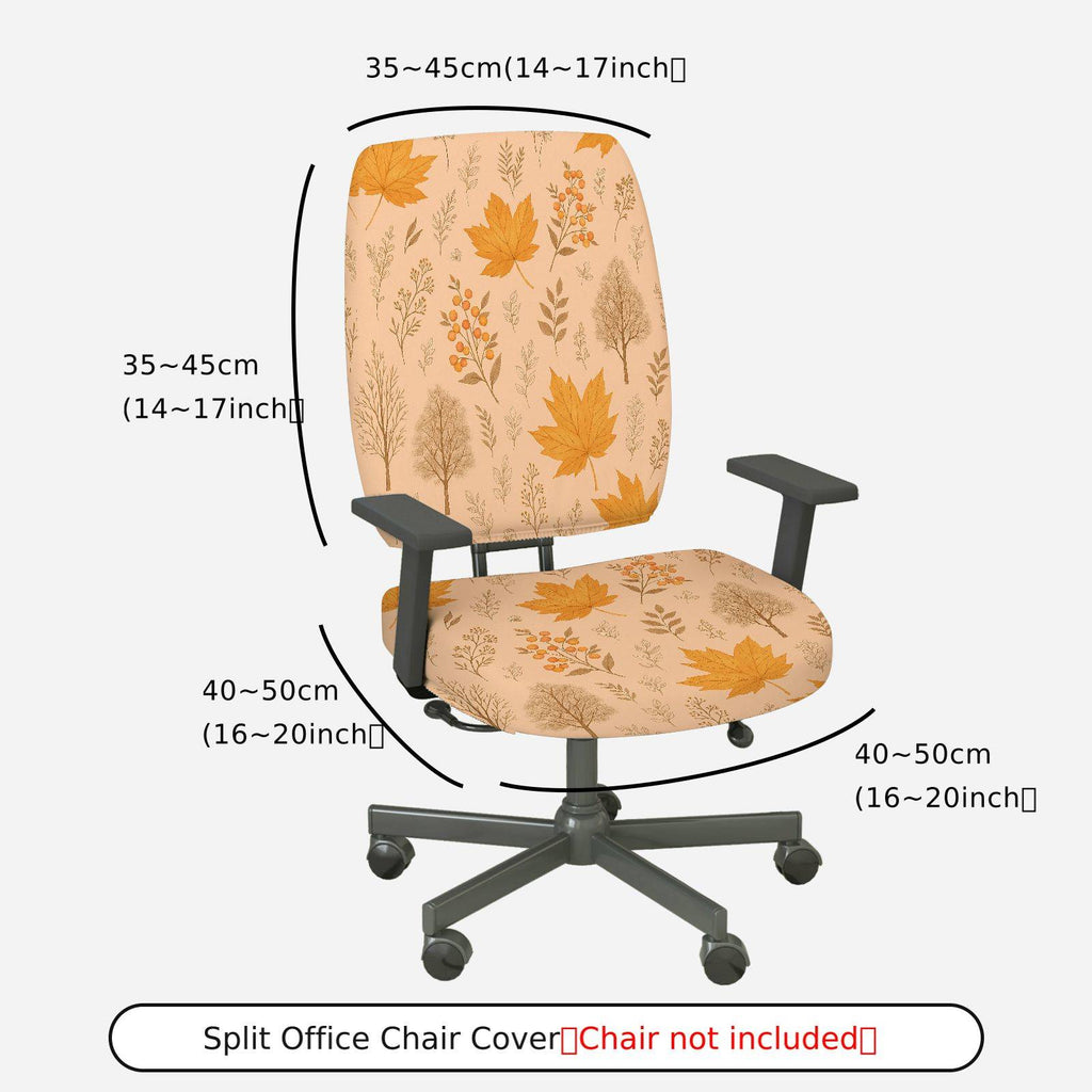 2-Piece Autumn Leaves Floral Nature Pattern  Computer Chair Cover Set, Seat and Backrest