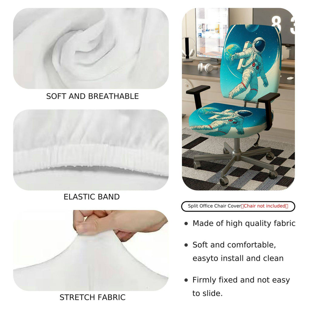 2-Piece Astronaut Space Galaxy Stars Planet  Computer Chair Cover Set, Seat and Backrest