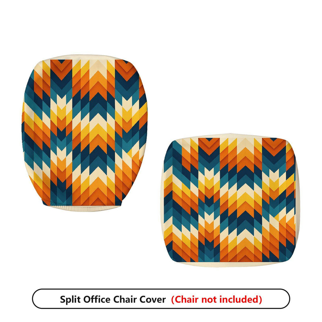 2-Piece Colorful Geometric Wave Pattern  Computer Chair Cover Set, Seat and Backrest