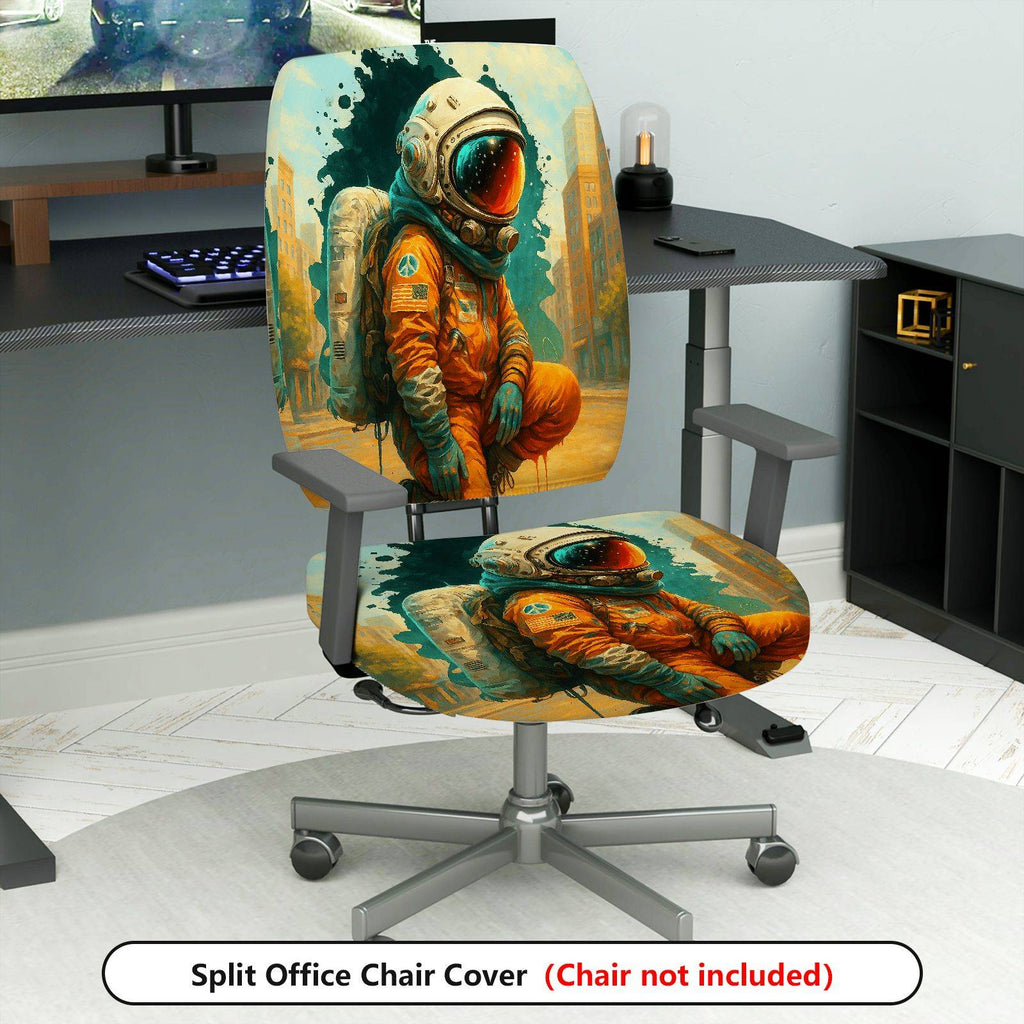 2-Piece Astronaut Space Art Urban Starry  Computer Chair Cover Set, Seat and Backrest