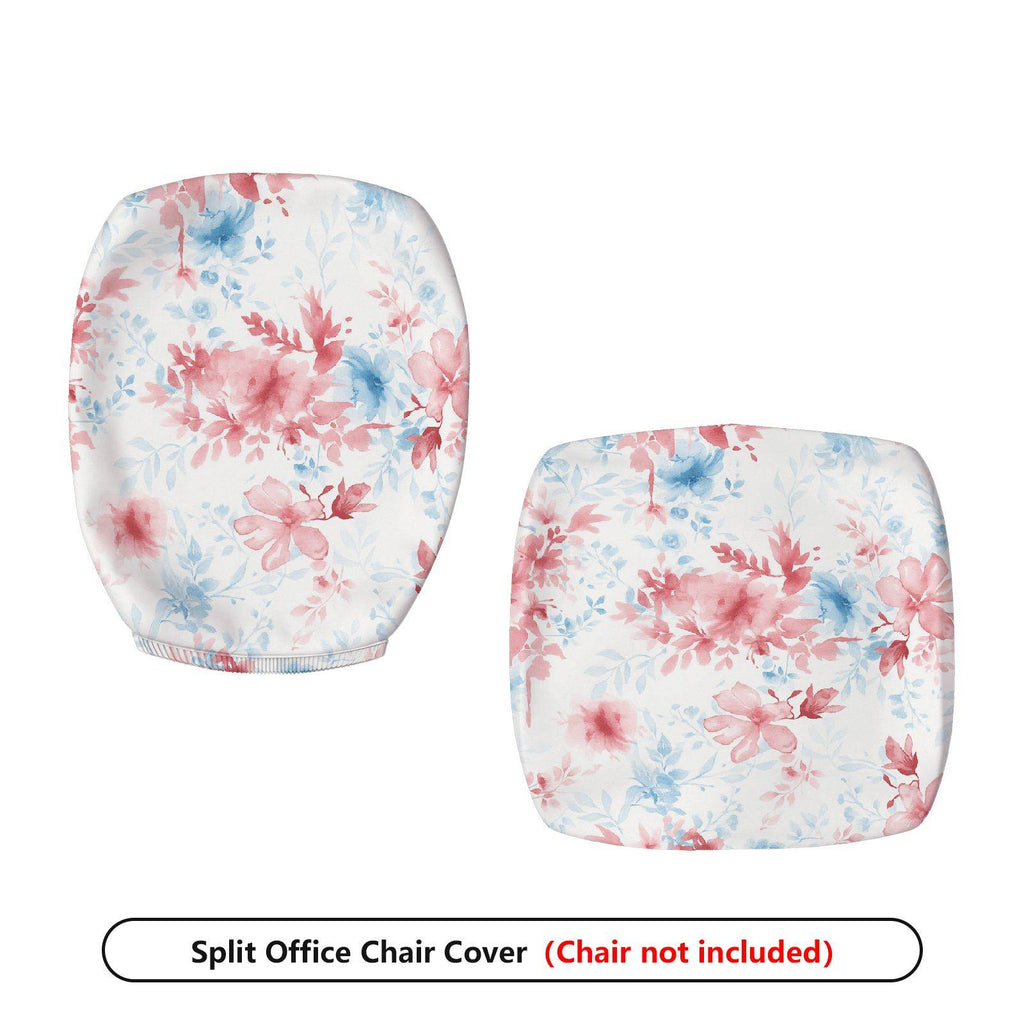 2-Piece Floral Pattern Stylish Elegant Decorative Red Blue  Computer Chair Cover Set, Seat and Backrest