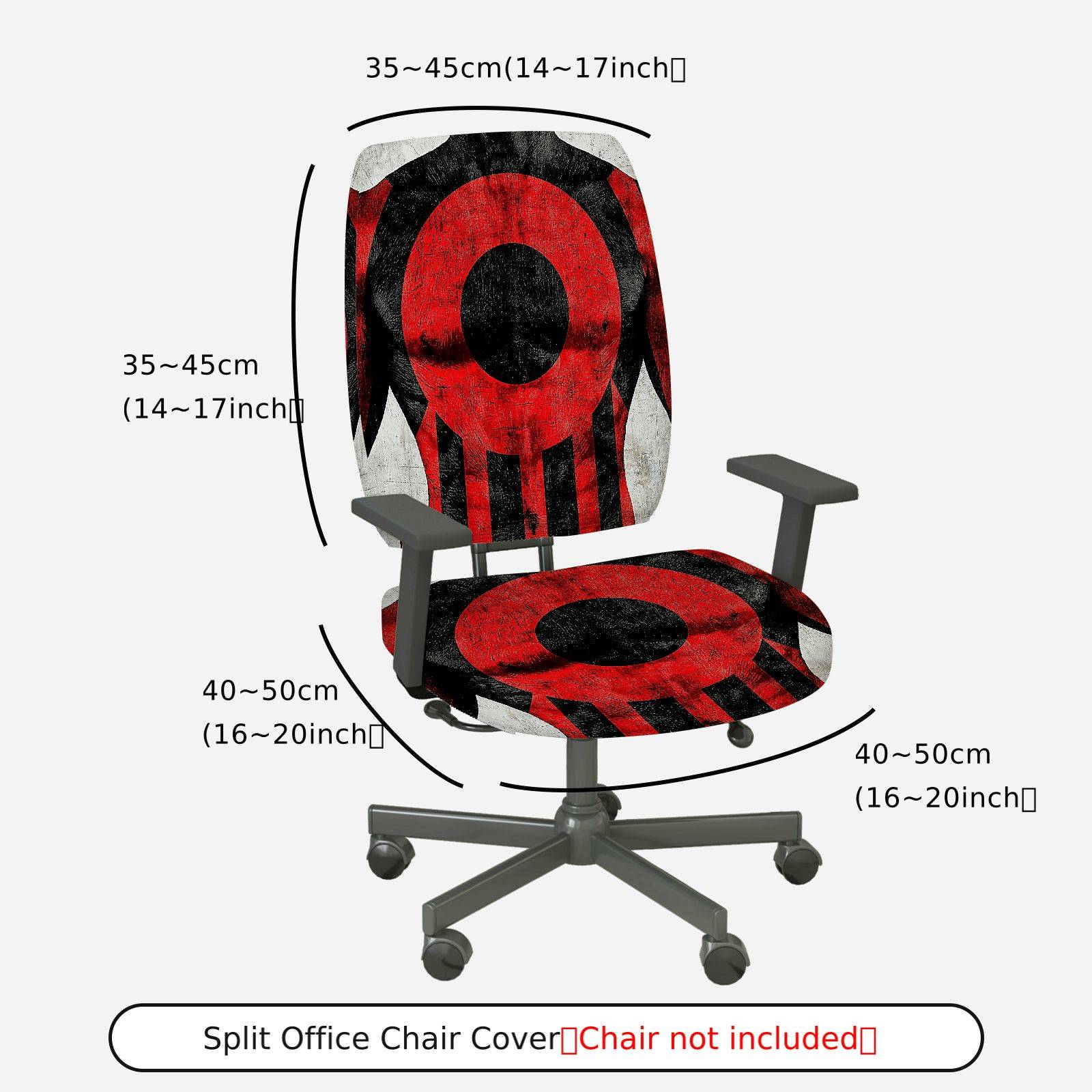 2-Piece Modern Geometric Red Black Artistic Pattern  Computer Chair Cover Set, Seat and Backrest
