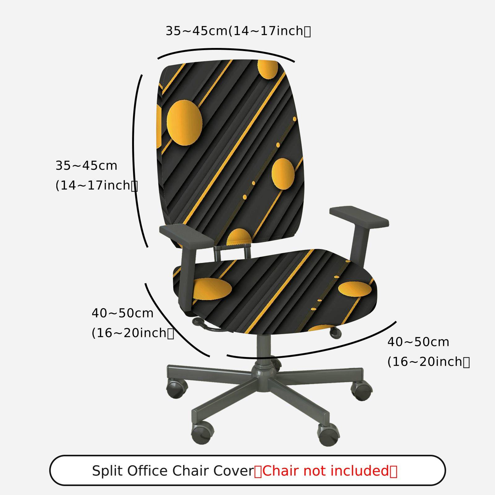 2-Piece Modern Geometric Yellow Black Stylish Trendy  Computer Chair Cover Set, Seat and Backrest