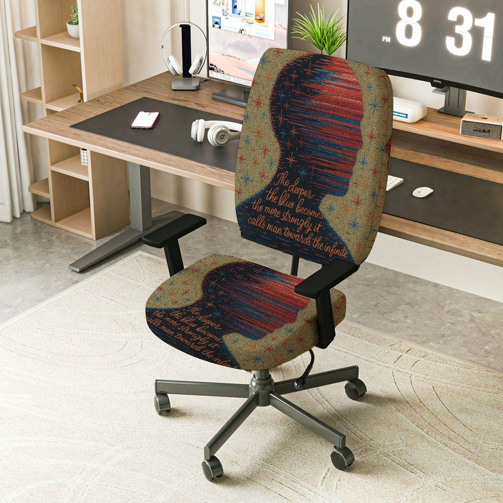 2-Piece Artistic Abstract Inspirational Pattern  Computer Chair Cover Set, Seat and Backrest