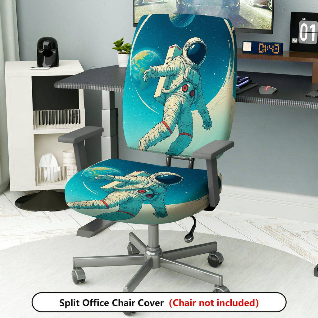 2-Piece Astronaut Space Galaxy Stars Planet  Computer Chair Cover Set, Seat and Backrest