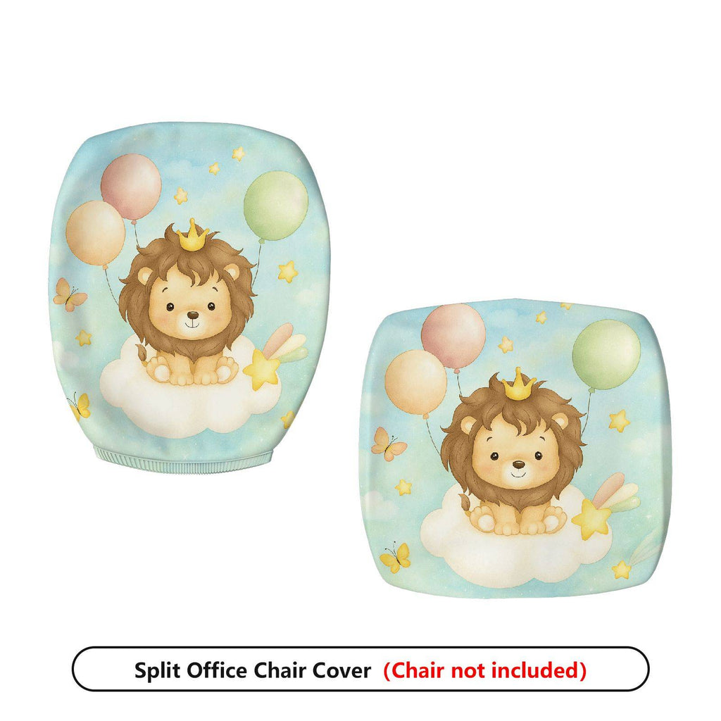 2-Piece Adorable Lion Balloon Cloud Star  Computer Chair Cover Set, Seat and Backrest