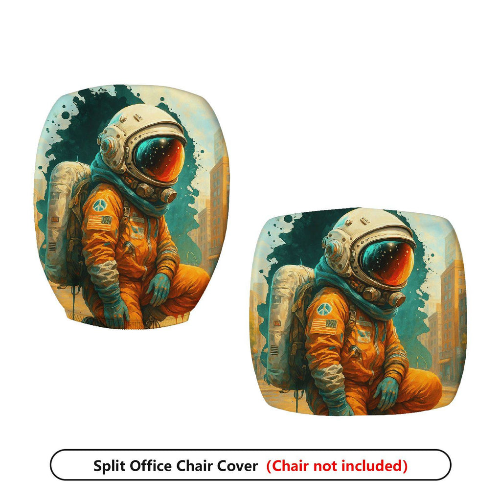 2-Piece Astronaut Space Art Urban Starry  Computer Chair Cover Set, Seat and Backrest