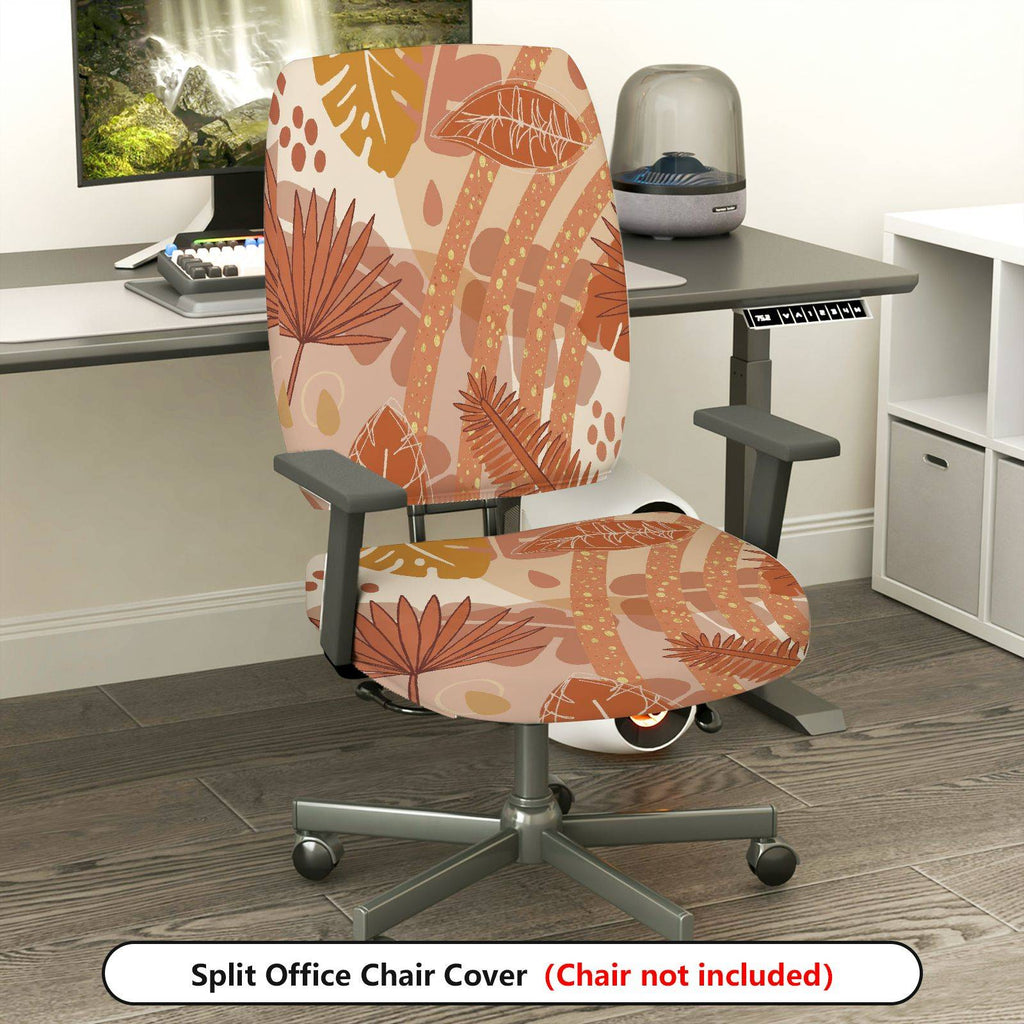 2-Piece Abstract Leaves Nature Art Pattern  Computer Chair Cover Set, Seat and Backrest