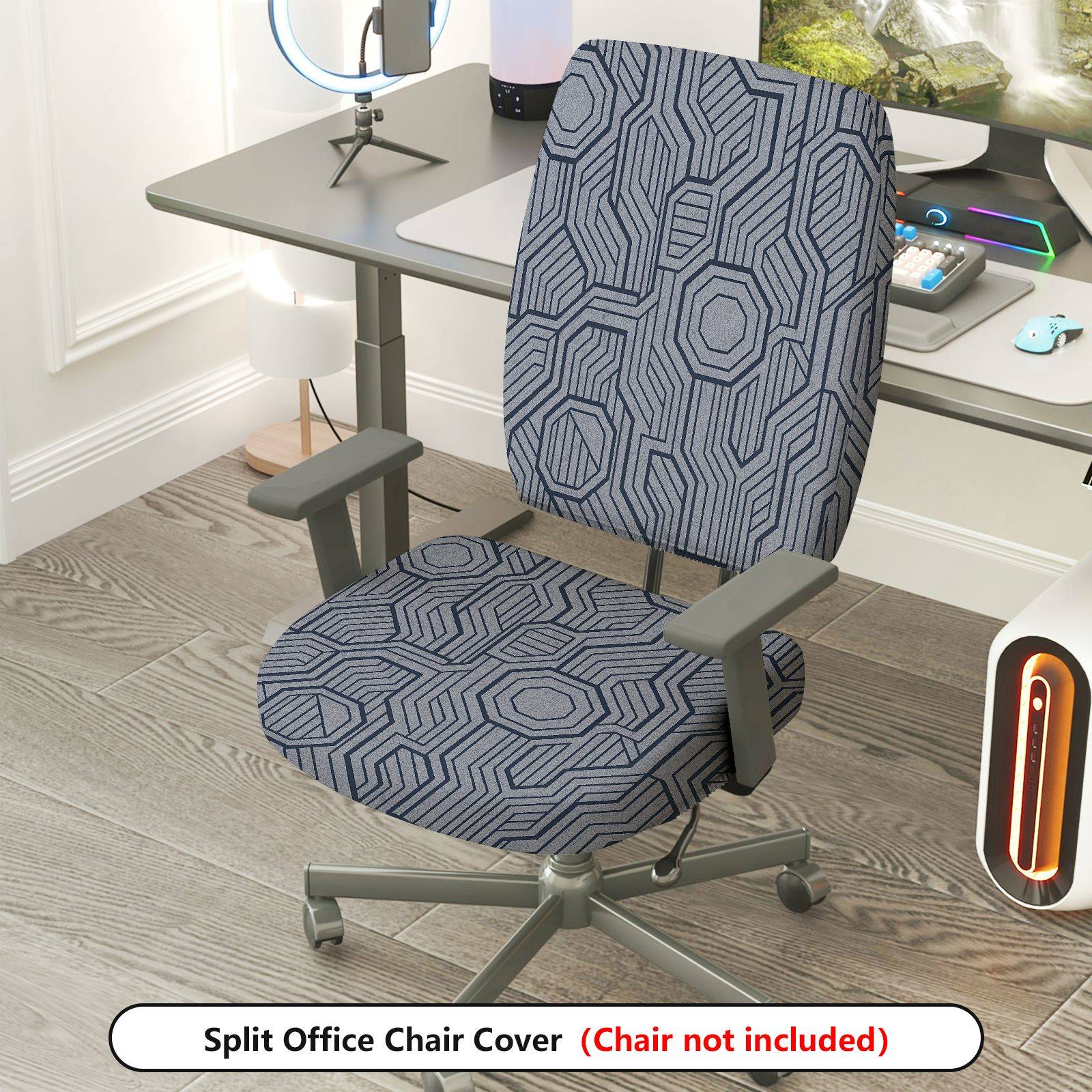 2-Piece Geometric Pattern Modern Stylish Decorative  Computer Chair Cover Set, Seat and Backrest