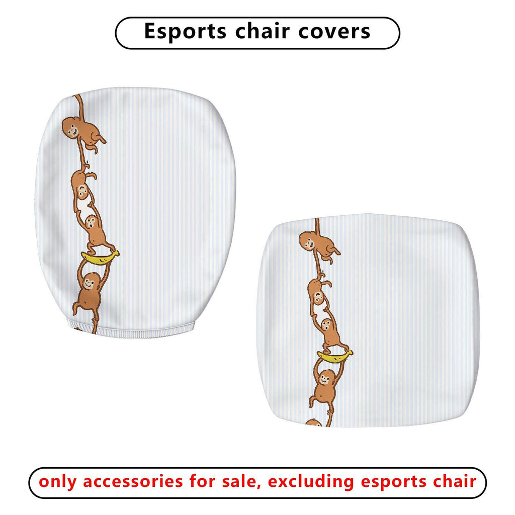 2-Piece Animal Fun Playful Hanging Monkey  Computer Chair Cover Set, Seat and Backrest